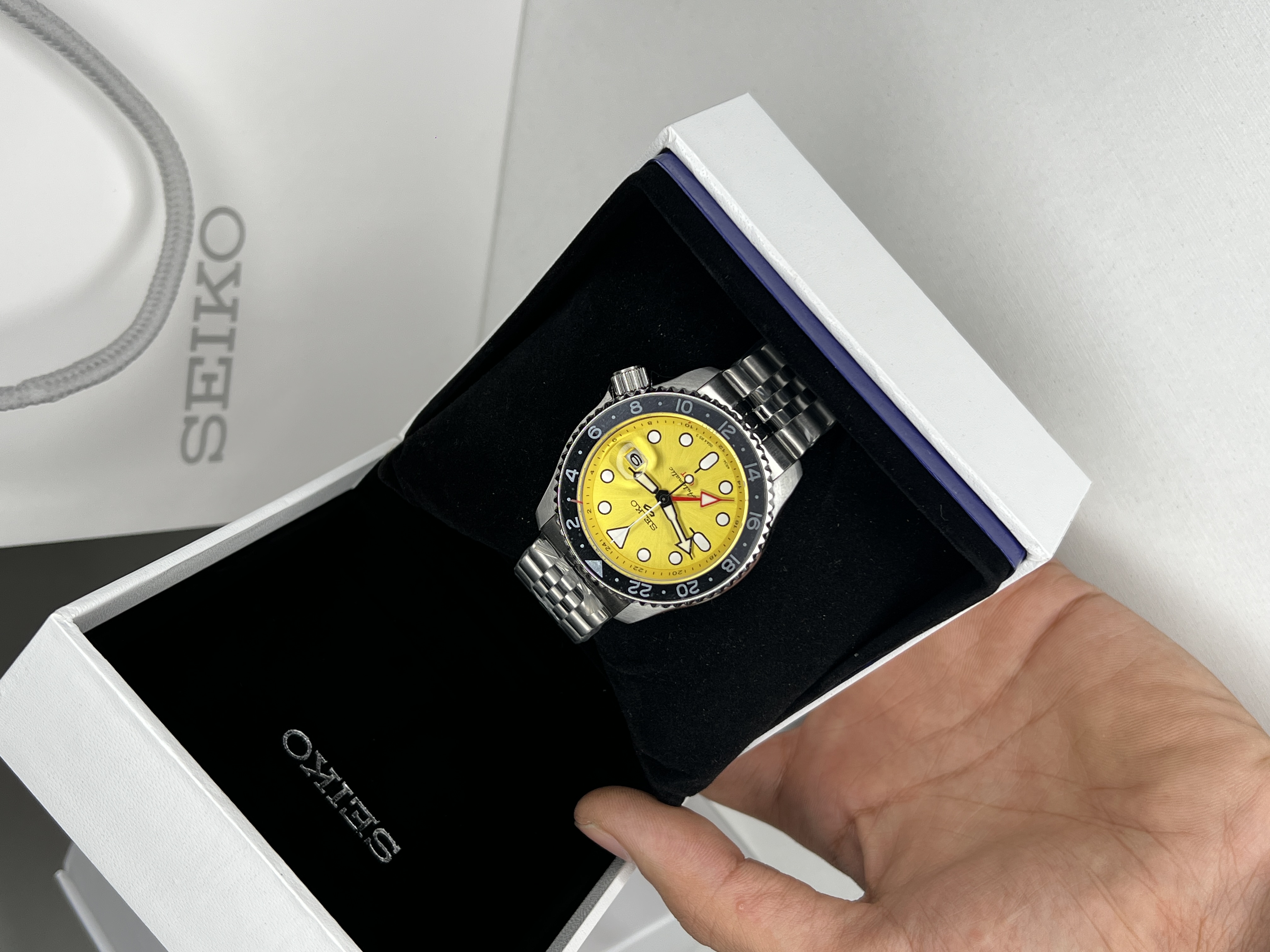 سیکو  5 GMT اتوماتیک مردانه سیلور صفحه زرد