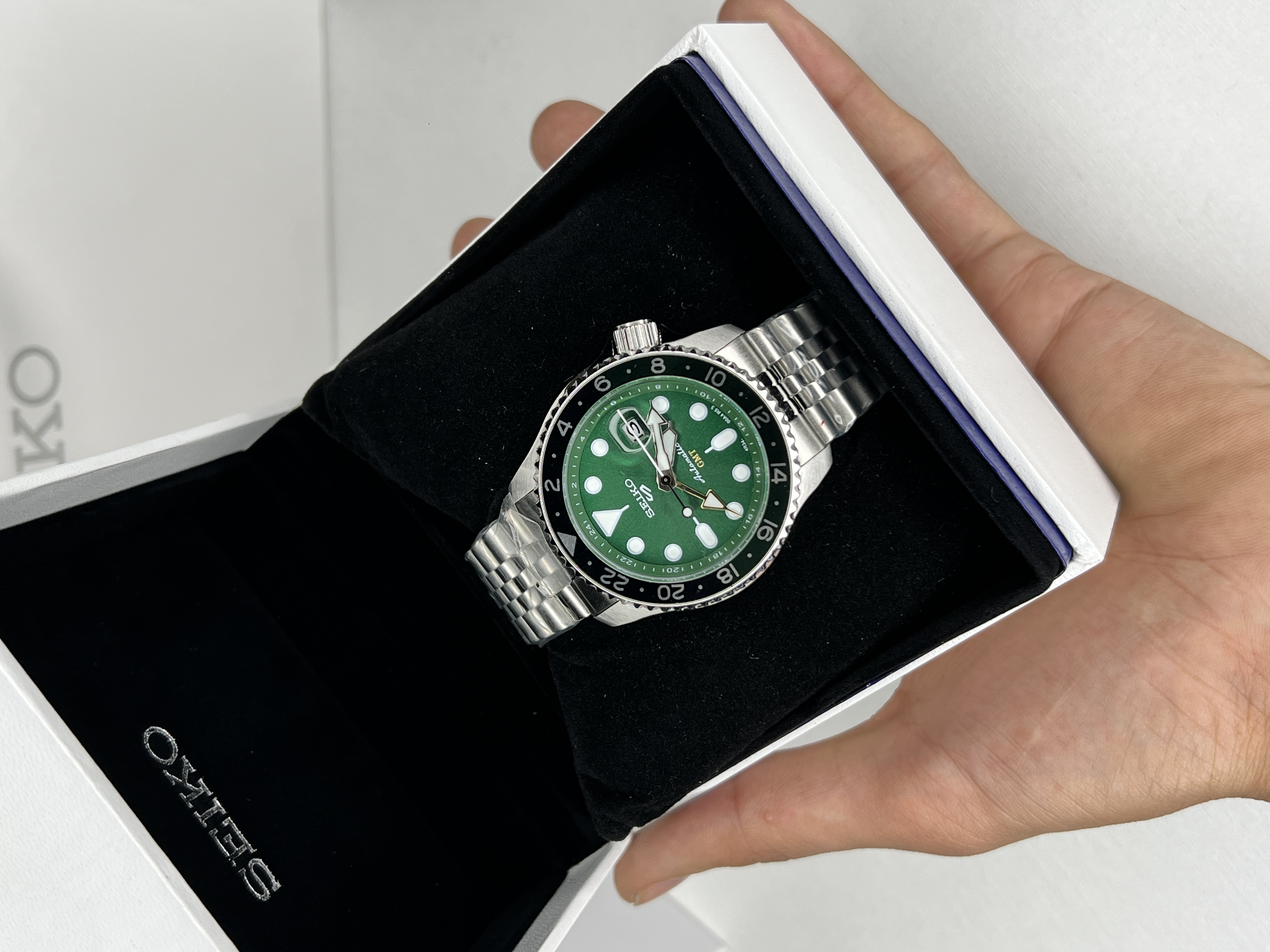 سیکو  5 GMT اتوماتیک مردانه سیلور صفحه سبز